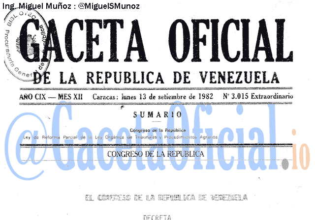 Gaceta Oficial 3015 del 13 Septiembre 1982