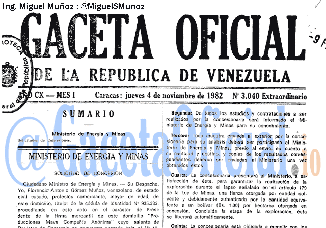 Gaceta Oficial 3040 del 4 Noviembre 1982
