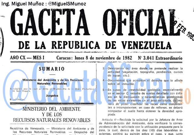 Gaceta Oficial 3041 del 8 Noviembre 1982