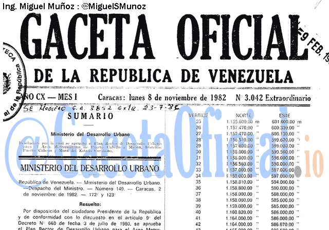 Gaceta Oficial 3042 del 8 Noviembre 1982