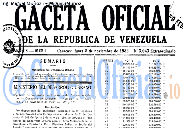 Gaceta Oficial 3043 del 8 Noviembre 1982