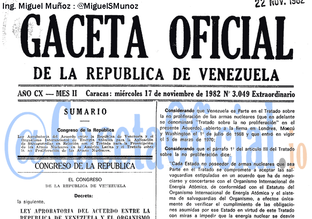 Gaceta Oficial 3049 del 17 Noviembre 1982