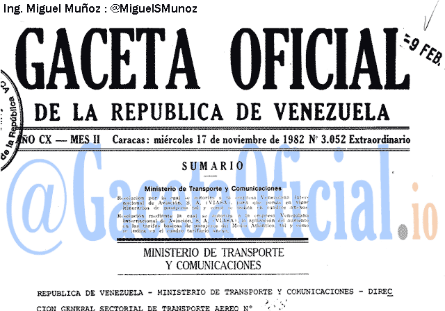 Gaceta Oficial 3052 del 17 Noviembre 1982