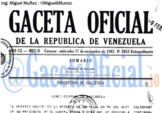 Gaceta Oficial 3053 del 17 Noviembre 1982