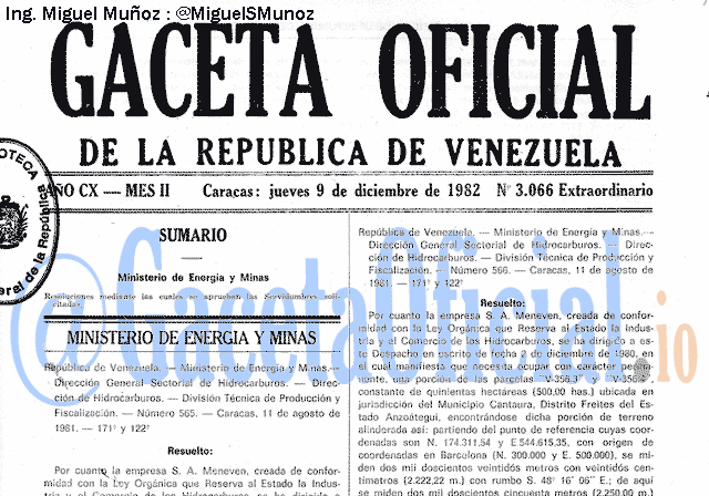 Gaceta Oficial 3066 del 9 Diciembre 1982