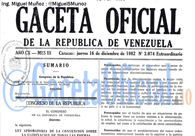 Gaceta Oficial 3074 del 16 Diciembre 1982