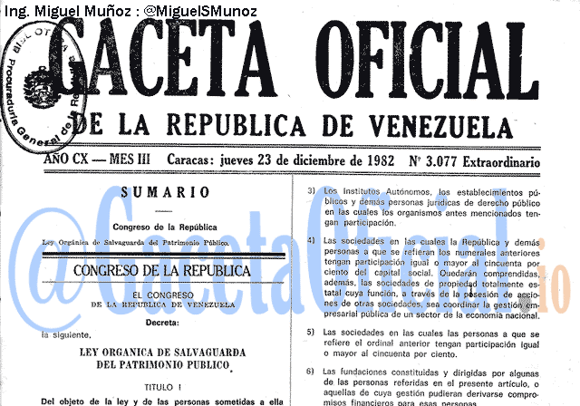 Gaceta Oficial 3077 del 23 Diciembre 1982