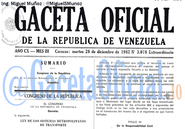 Gaceta Oficial 3078 del 28 Diciembre 1982