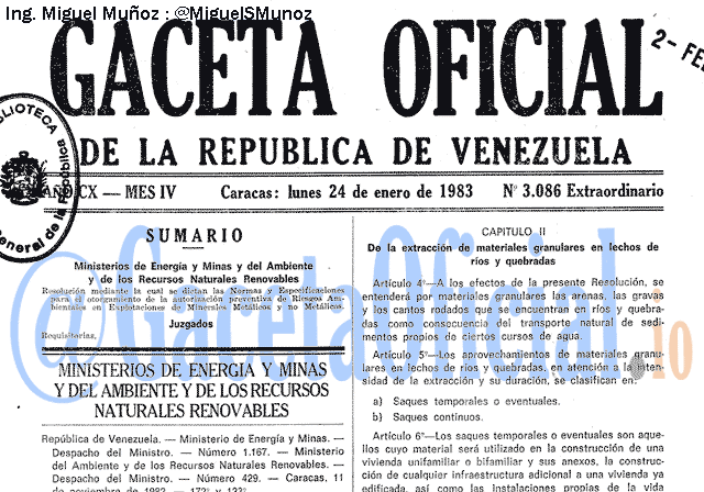 Gaceta Oficial 3086 del 24 Enero 1983