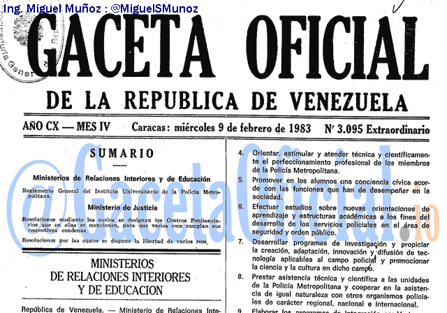 Gaceta Oficial 3095 del 9 Febrero 1983