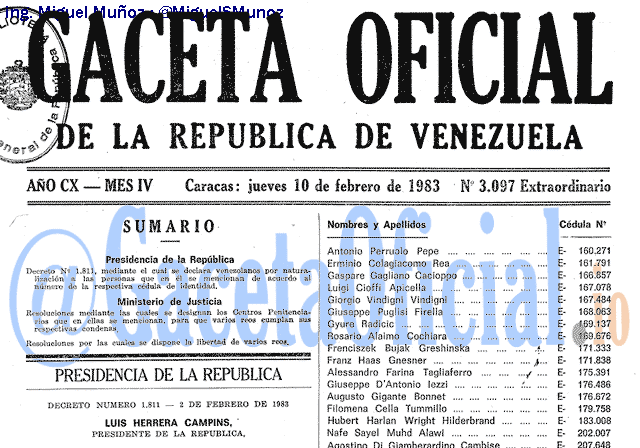 Gaceta Oficial 3097 del 10 Febrero 1983