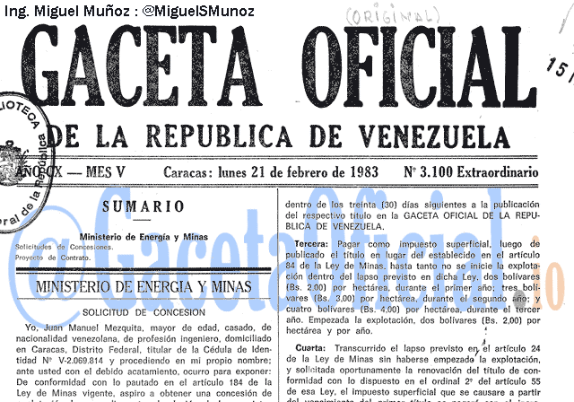 Gaceta Oficial 3100 del 21 Febrero 1983