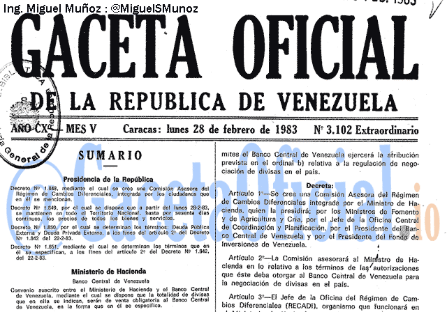 Gaceta Oficial 3102 del 28 Febrero 1983