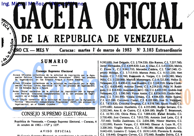 Gaceta Oficial 3103 del 1 Marzo 1983