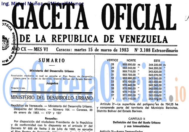 Gaceta Oficial 3108 del 15 Marzo 1983