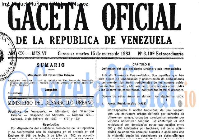 Gaceta Oficial 3109 del 15 Marzo 1983