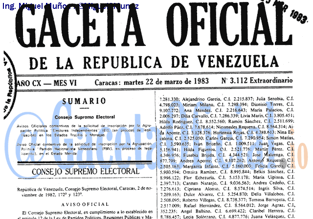 Gaceta Oficial 3112 del 22 Marzo 1983