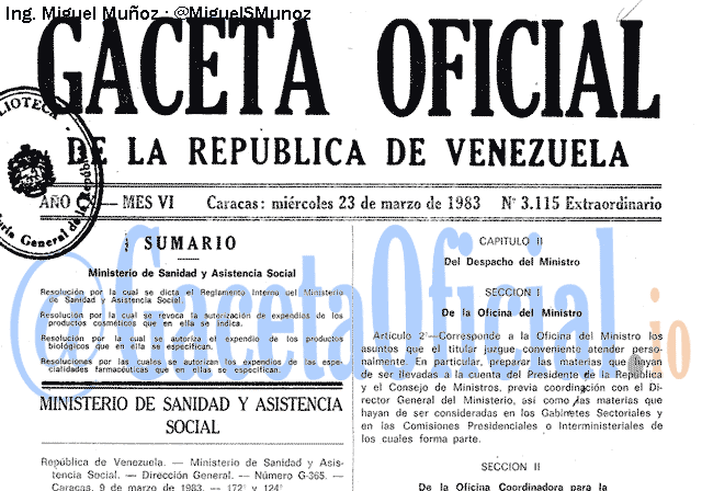 Gaceta Oficial 3115 del 23 Marzo 1983