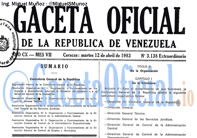 Gaceta Oficial 3138 del 12 Abril 1983