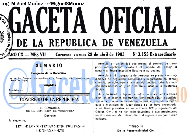 Gaceta Oficial 3155 del 29 Abril 1983