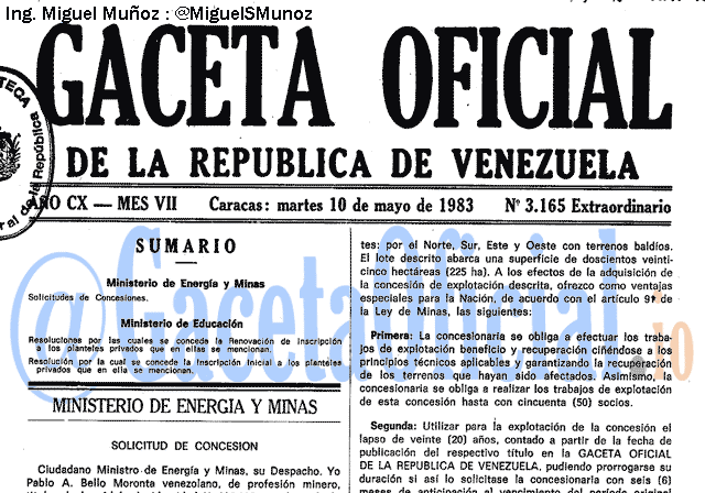 Gaceta Oficial 3165 del 10 Mayo 1983