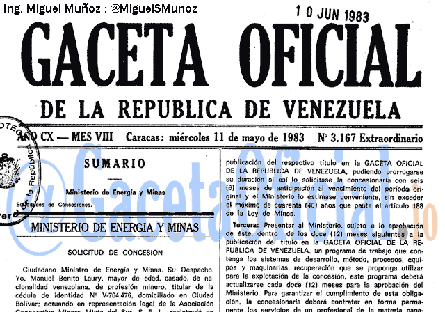 Gaceta Oficial 3167 del 11 Mayo 1983