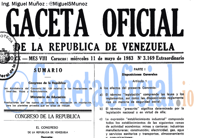 Gaceta Oficial 3169 del 11 Mayo 1983