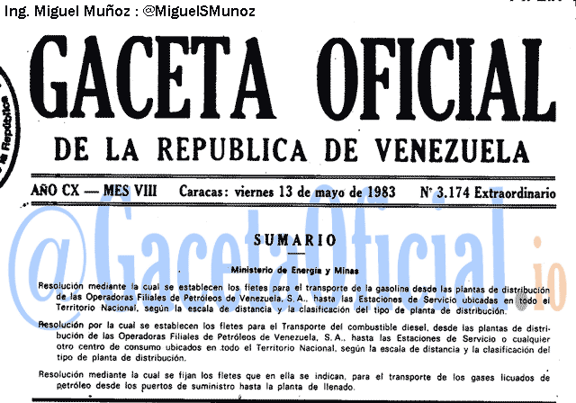 Gaceta Oficial 3174 del 13 Mayo 1983