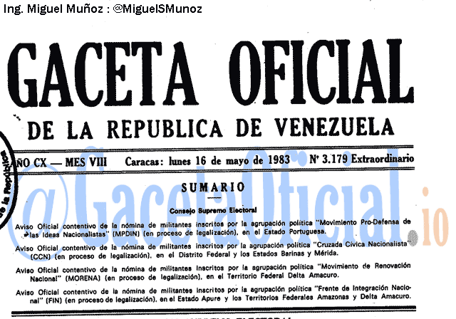 Gaceta Oficial 3179 del 16 Mayo 1983