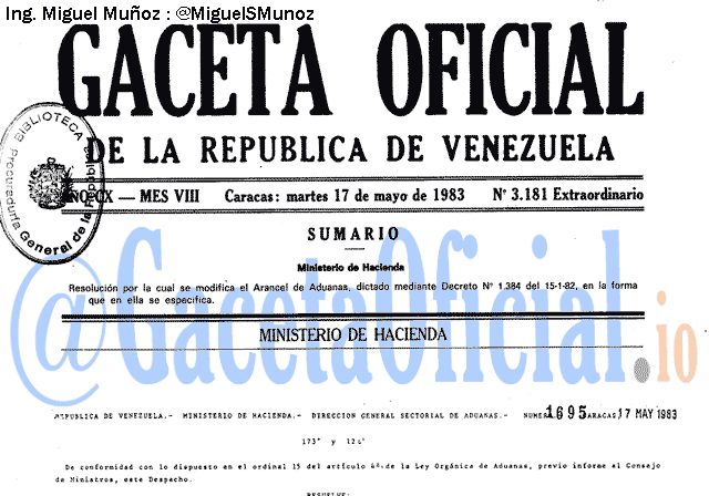 Gaceta Oficial 3181 del 17 Mayo 1983
