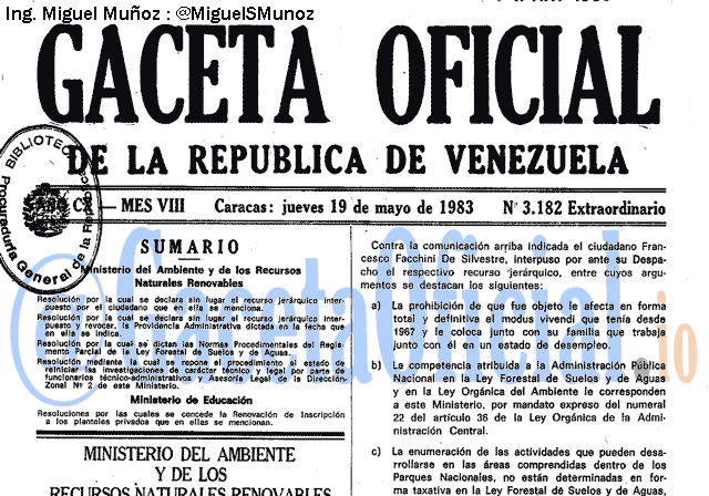 Gaceta Oficial 3182 del 19 Mayo 1983