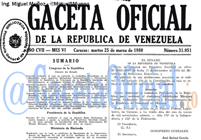 Gaceta Oficial 31951 del 25 Marzo 1980