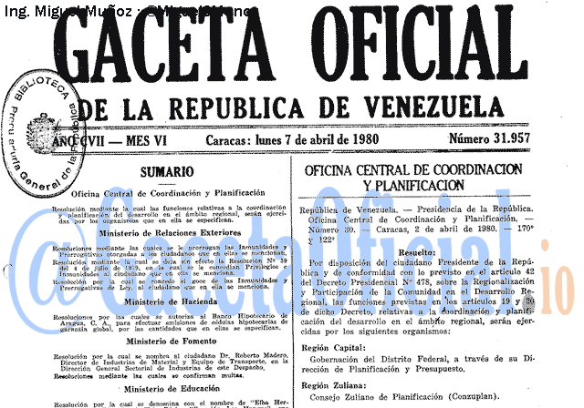 Gaceta Oficial 31957 del 7 Abril 1980