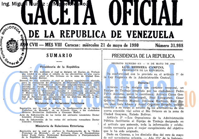 Gaceta Oficial 31988 del 21 Mayo 1980