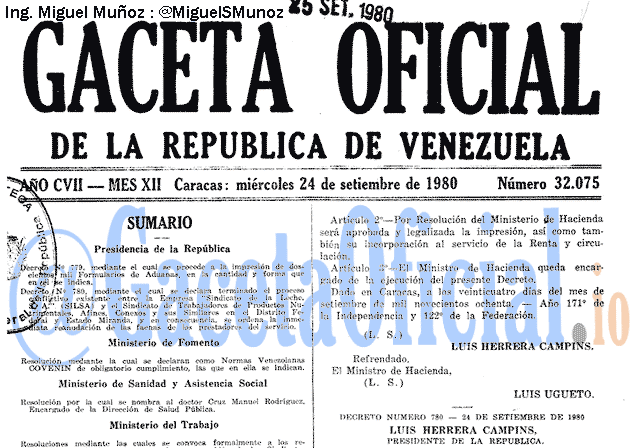 Gaceta Oficial 32075 del 24 Septiembre 1980