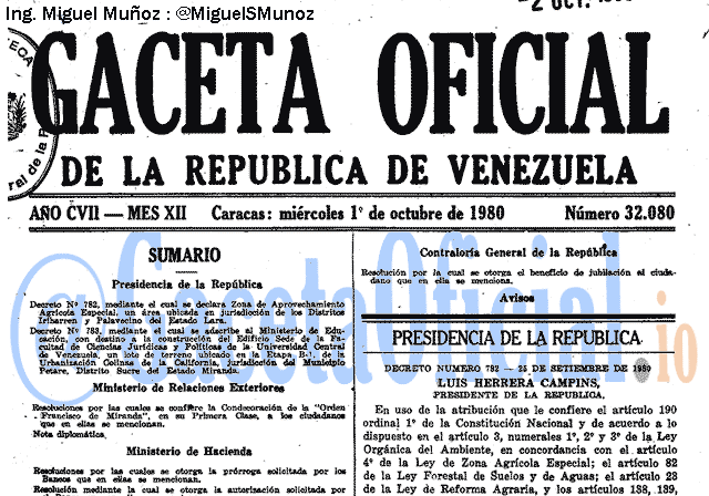Gaceta Oficial 32080 del 1 Octubre 1980