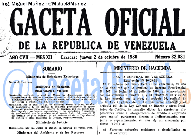 Gaceta Oficial 32081 del 2 Octubre 1980