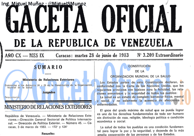 Gaceta Oficial 3209 del 28 Junio 1983