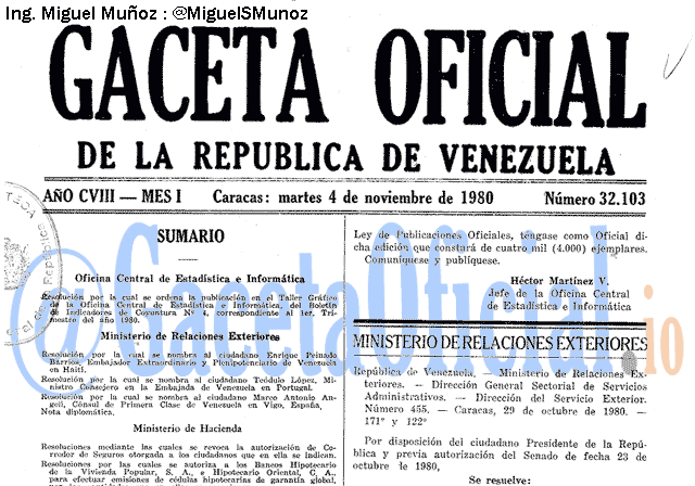 Gaceta Oficial 32103 del 4 Noviembre 1980
