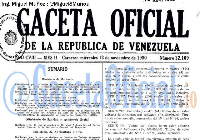 Gaceta Oficial 32109 del 12 Noviembre 1980