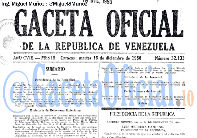 Gaceta Oficial 32133 del 16 Diciembre 1980