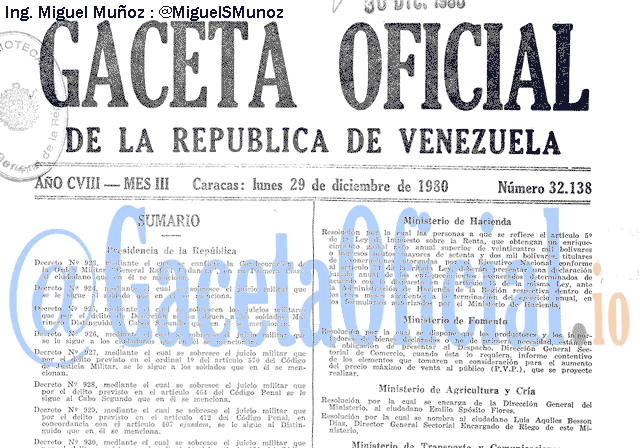 Gaceta Oficial 32138 del 29 Diciembre 1980