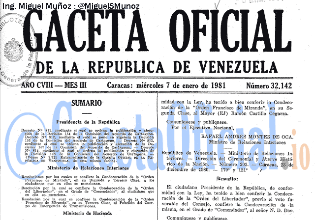Gaceta Oficial 32142 del 7 Enero 1981