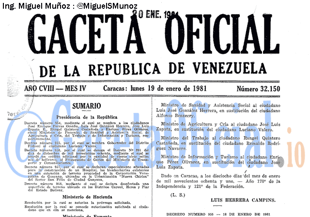 Gaceta Oficial 32150 del 19 Enero 1981