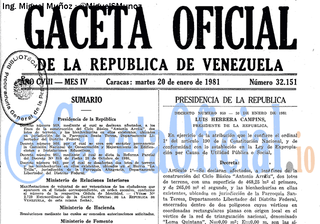 Gaceta Oficial 32151 del 20 Enero 1981