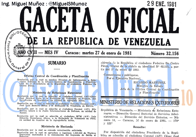 Gaceta Oficial 32156 del 27 Enero 1981