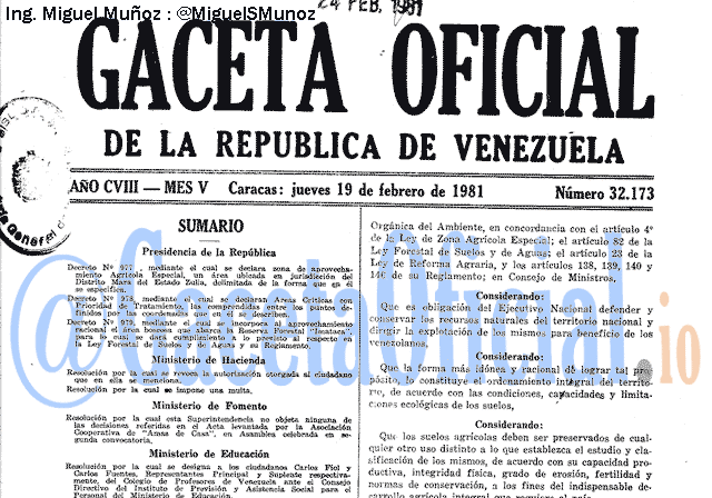 Gaceta Oficial 32173 del 19 Febrero 1981