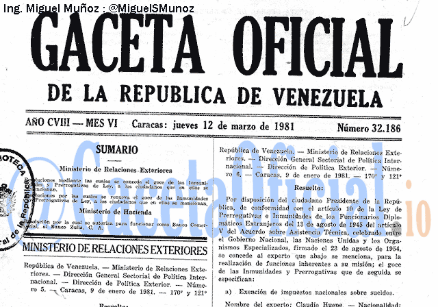 Gaceta Oficial 32186 del 12 Marzo 1981