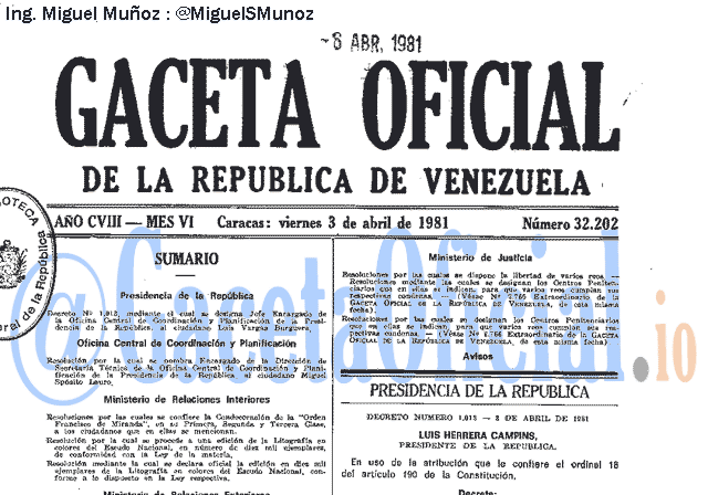 Gaceta Oficial 32202 del 3 Abril 1981