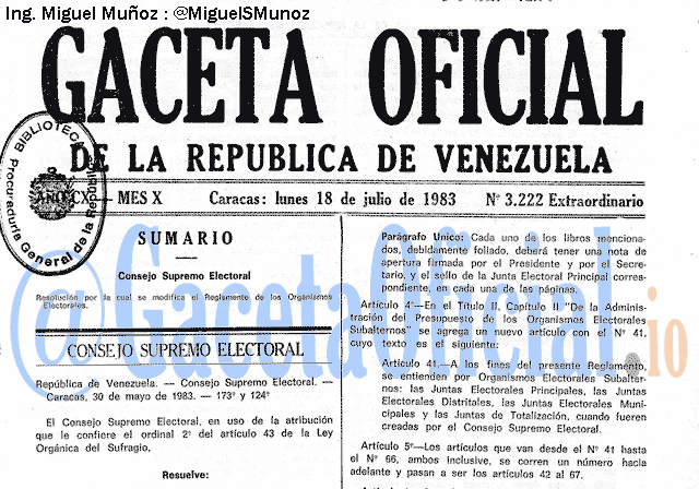 Gaceta Oficial 3222 del 18 Julio 1983